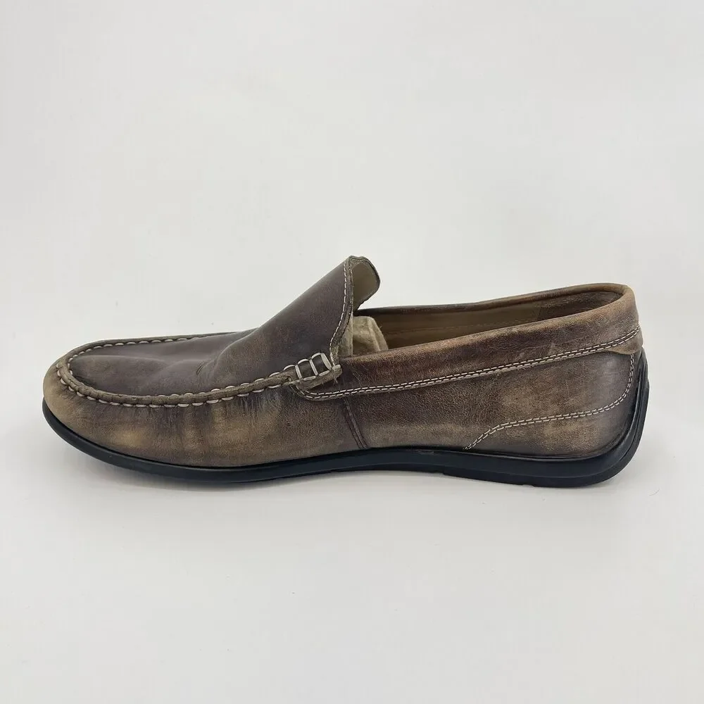 Ecco Men's 9 - 9.5 Brown Leather Driving Loafers Slip On Shoes EU Size 43